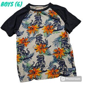 Huntington Bc Tropical Dino Short Sleeve Tee Vacation Leaf Summer Boy Size 6